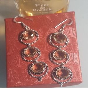 Quartz long silver fashion earrings